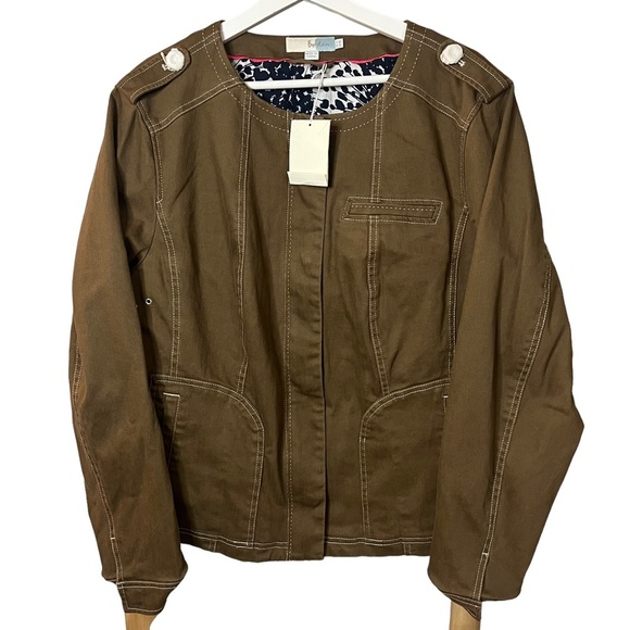 Boden brown khaki zip up Utility jacket women’s 18 cotton stretch - Picture 2 of 11